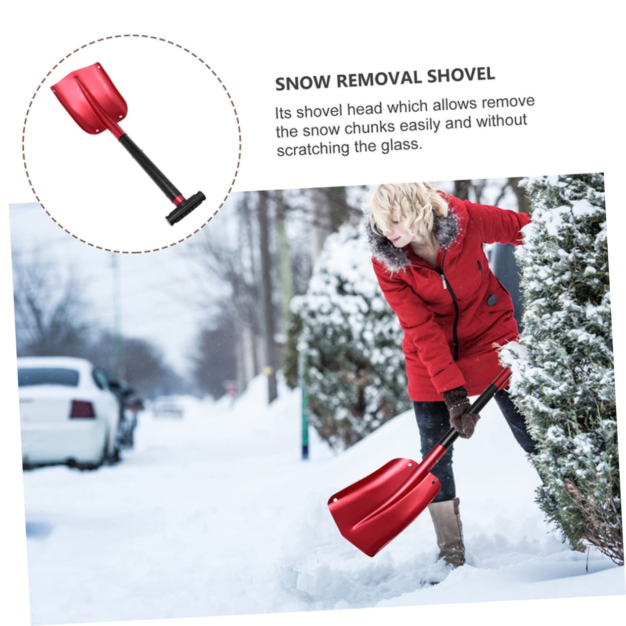 Raschiaghiaccio per Parabrezza Auto Pala da Neve Pieghevole in Lega di Alluminio Manico Staccabile per Rimozione Ghiaccio