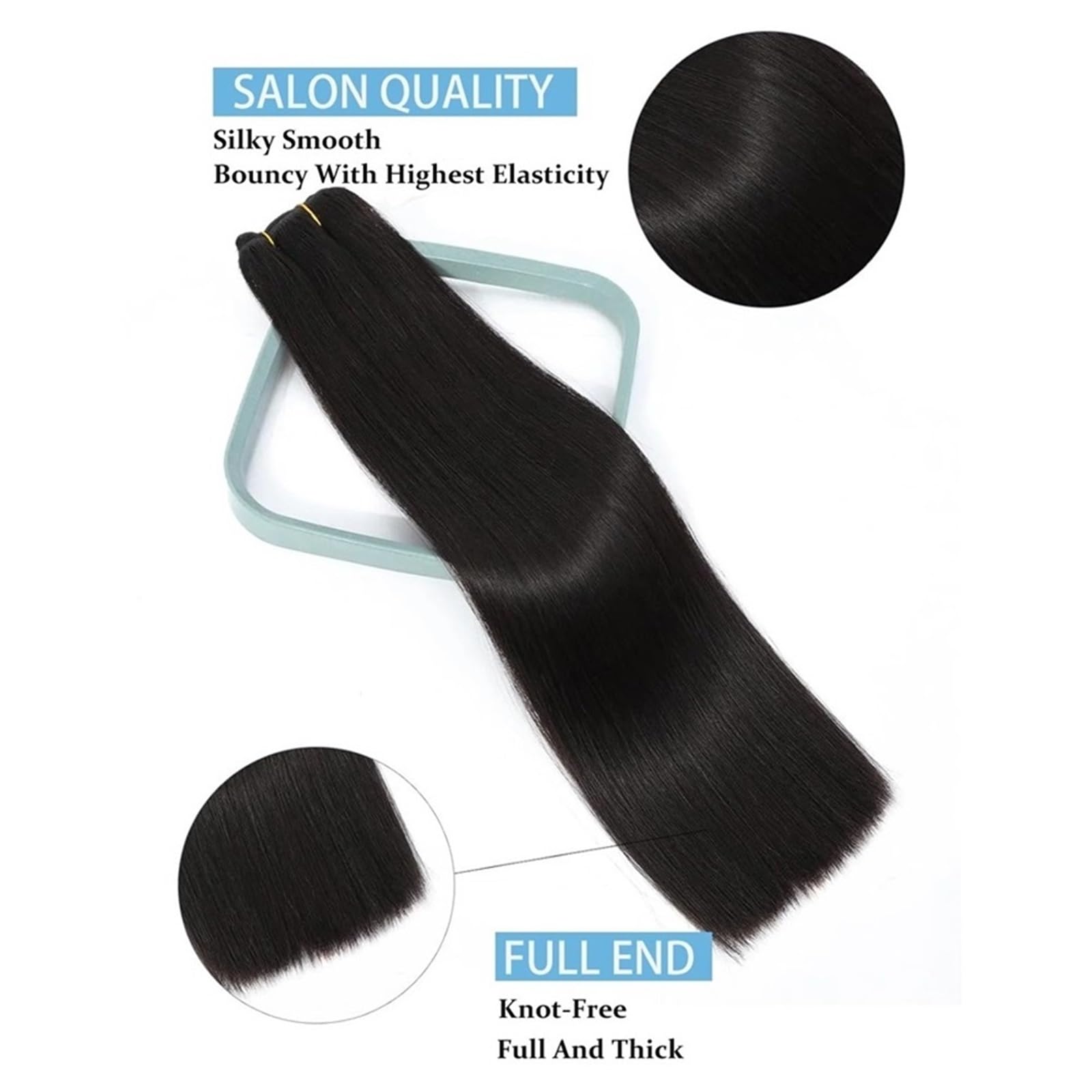 Extensiones de cabello de moda Extensiones de cabello humano liso con clip, 100% virgen brasileño sin procesar, for cabeza completa Suaves(20inches)