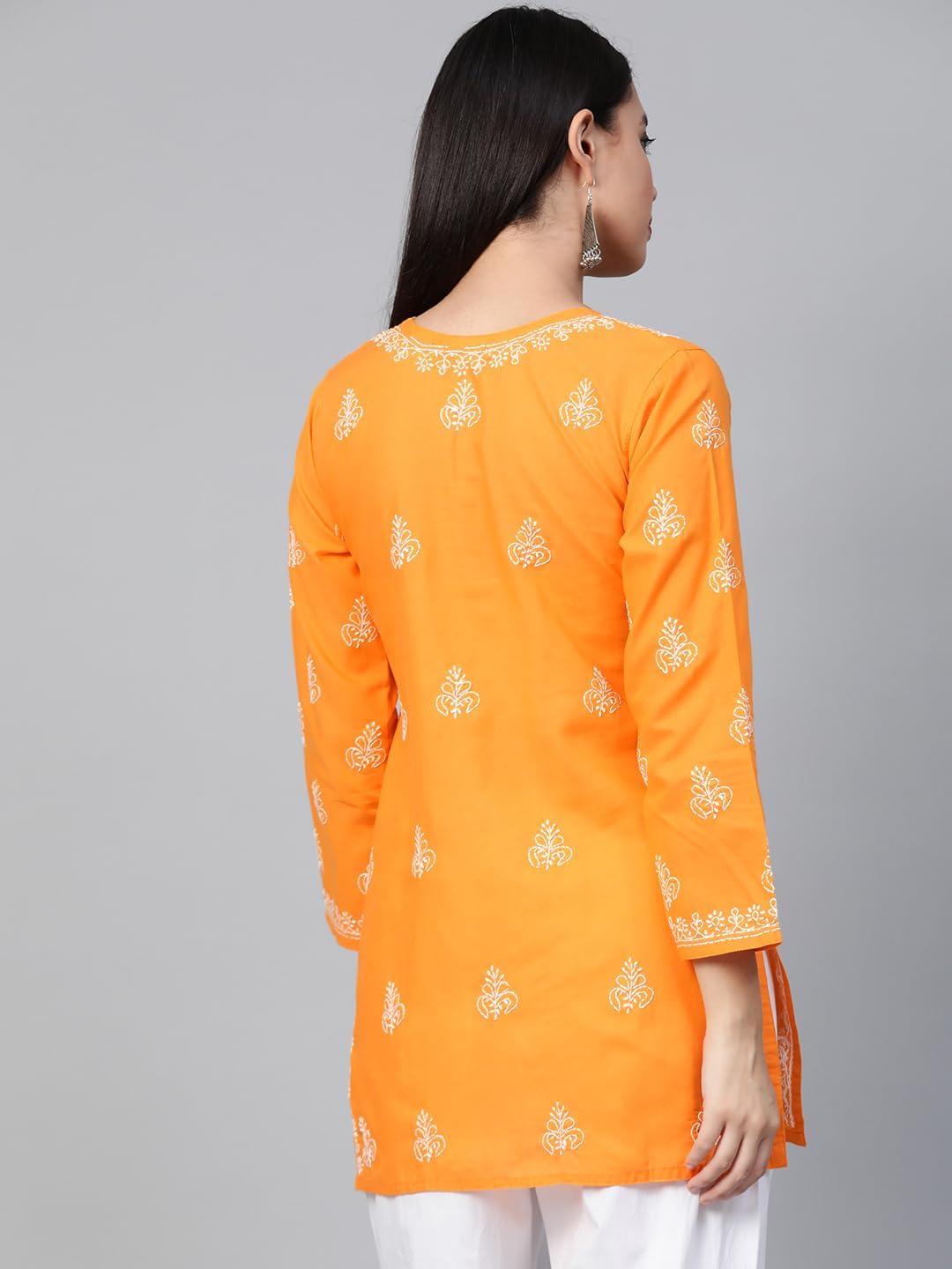 Ada Hand Embroidered Indian Clothing Chikankari Women's Cotton Top Tunic Shirt Kurti A210717 - Image 2