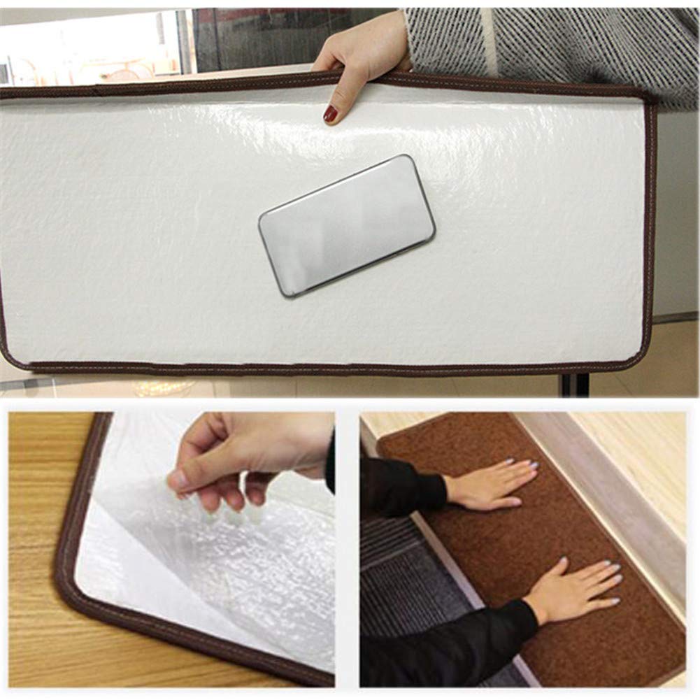 rutschfeste Stufenmatten, 65x24cm,Streifenmuster Selbstklebender Treppenstufen Teppich Weich Und Bequem Stufen Teppiche Protector Matten,0,6 cm Dicke,Grau,13pcs