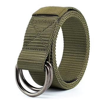 【新品】W double nylon belt ovy squaregarden Men's Nylon Webbing Belt, Pu Leather Double D