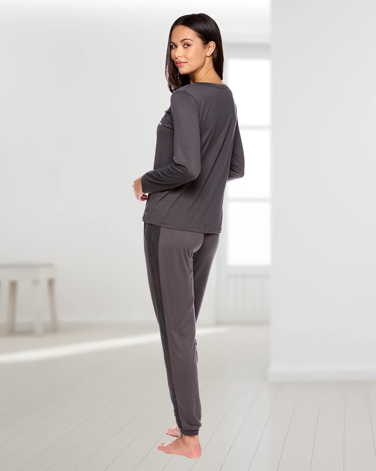 bebe Womens Pajama Set with Pockets - Long Sleeve Shirt and Pajama Pants Pj Set - Image 5