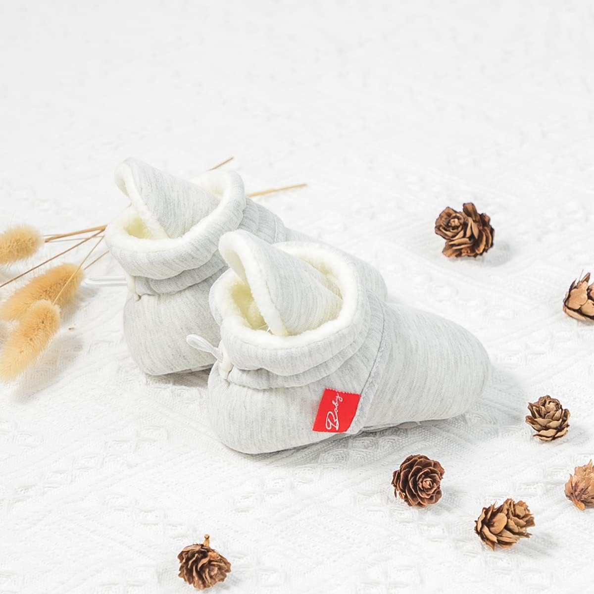 Sonsgae Newborn Infant Baby Boys Girls Cotton Fleece Booties Winter Warm Ankle Boots Soft Non-Slip Sole First Walker Shoes