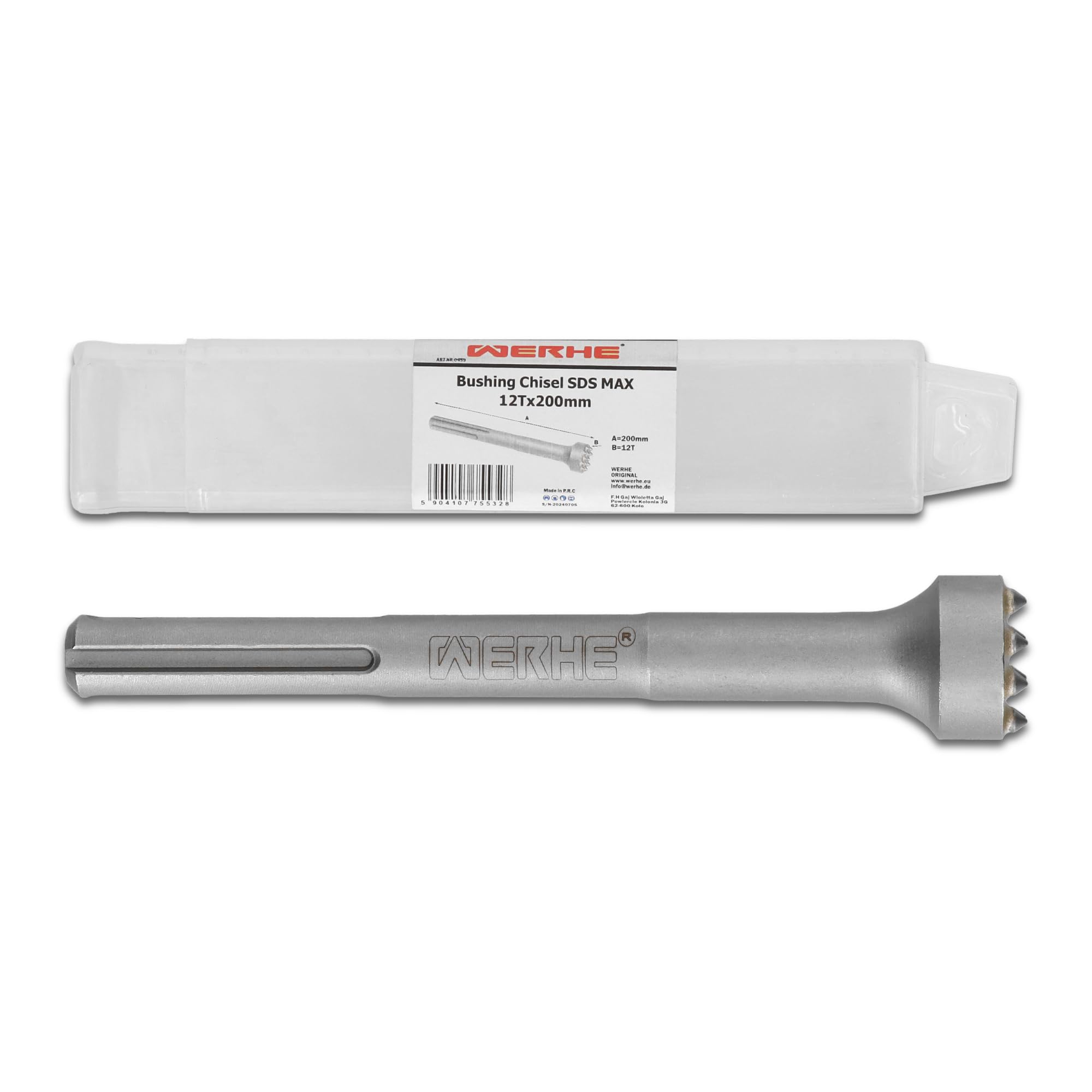 Scalpello a punte WERHE SDS MAX 12 denti, 200 mm – Per la lavorazione di calcestruzzo e pietra