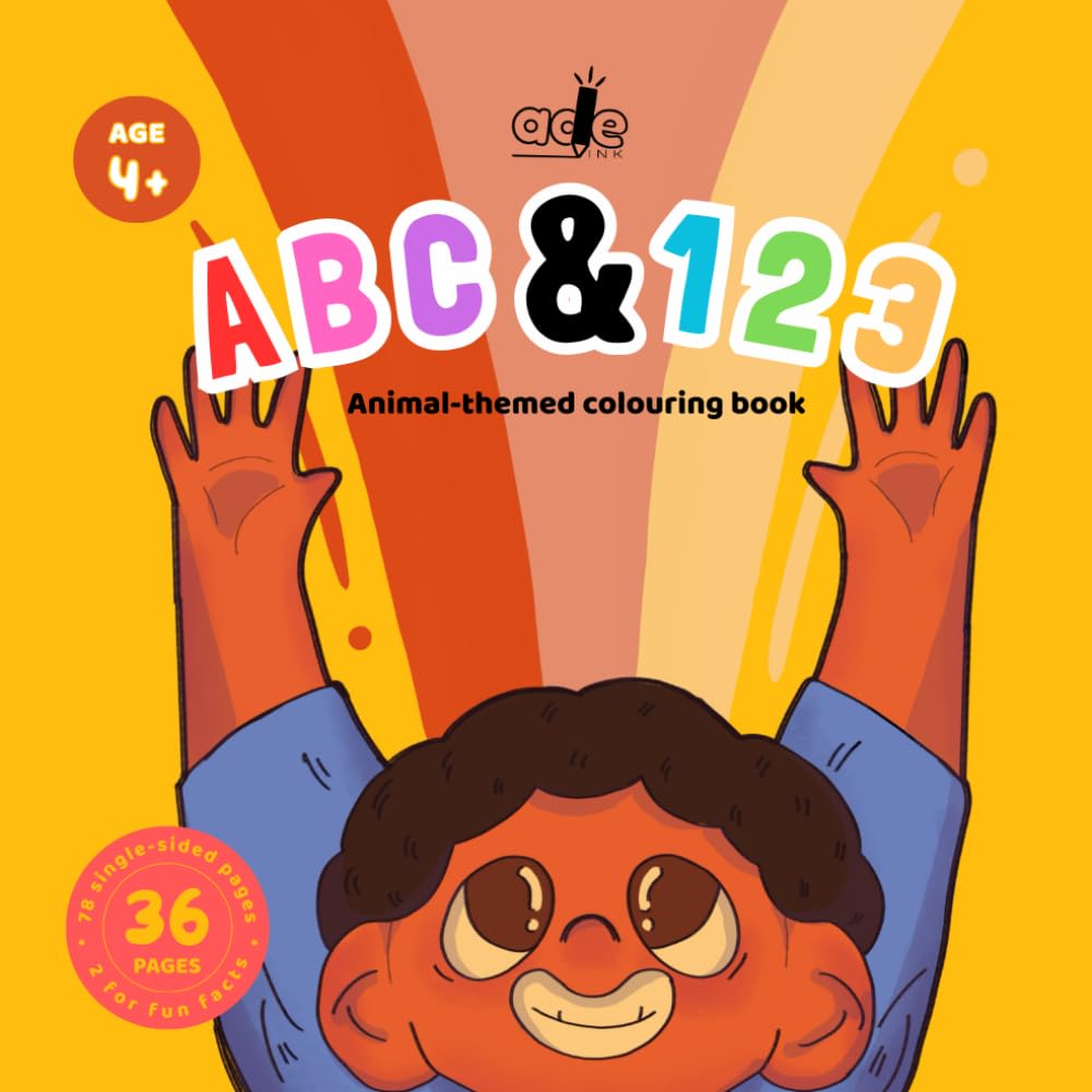ABC & 123: Animal-themed colouring book