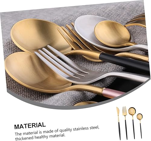 Miniatura 7 de HOMSFOU 1 Unidades Cubertería Cucharas Negras Cucharas de Acero Inoxidable Juego de cubiertos de Acero Inoxidable Juego de Cubiertos de Acero