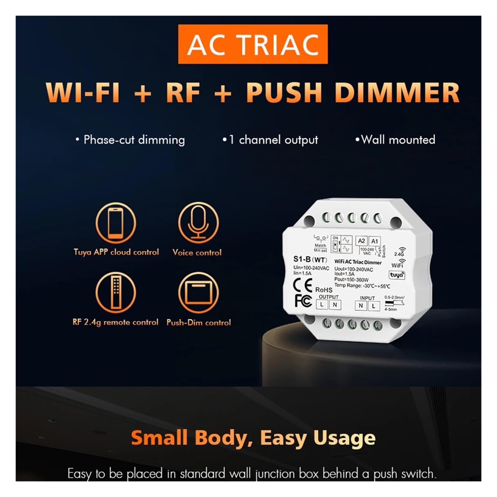 1 szt. Tuya Smart Life WiFi Zigbee RF AC ściemniacz kontroler LED przycisk sterowania 110 V 220 230 bezprzewodowy pilot zdalnego sterowania (TW1B)