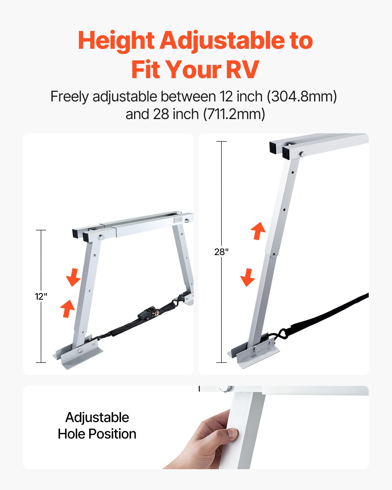 VEVOR Wohnmobilstabilisator Stoßstangenstabilisator für Anhänger Wohnmobile Sattelauflieger, faltbar, höhenverstellbar 304,8-711,2 mm, reduziert das Wackeln des Wohnmobils, 2 STK.