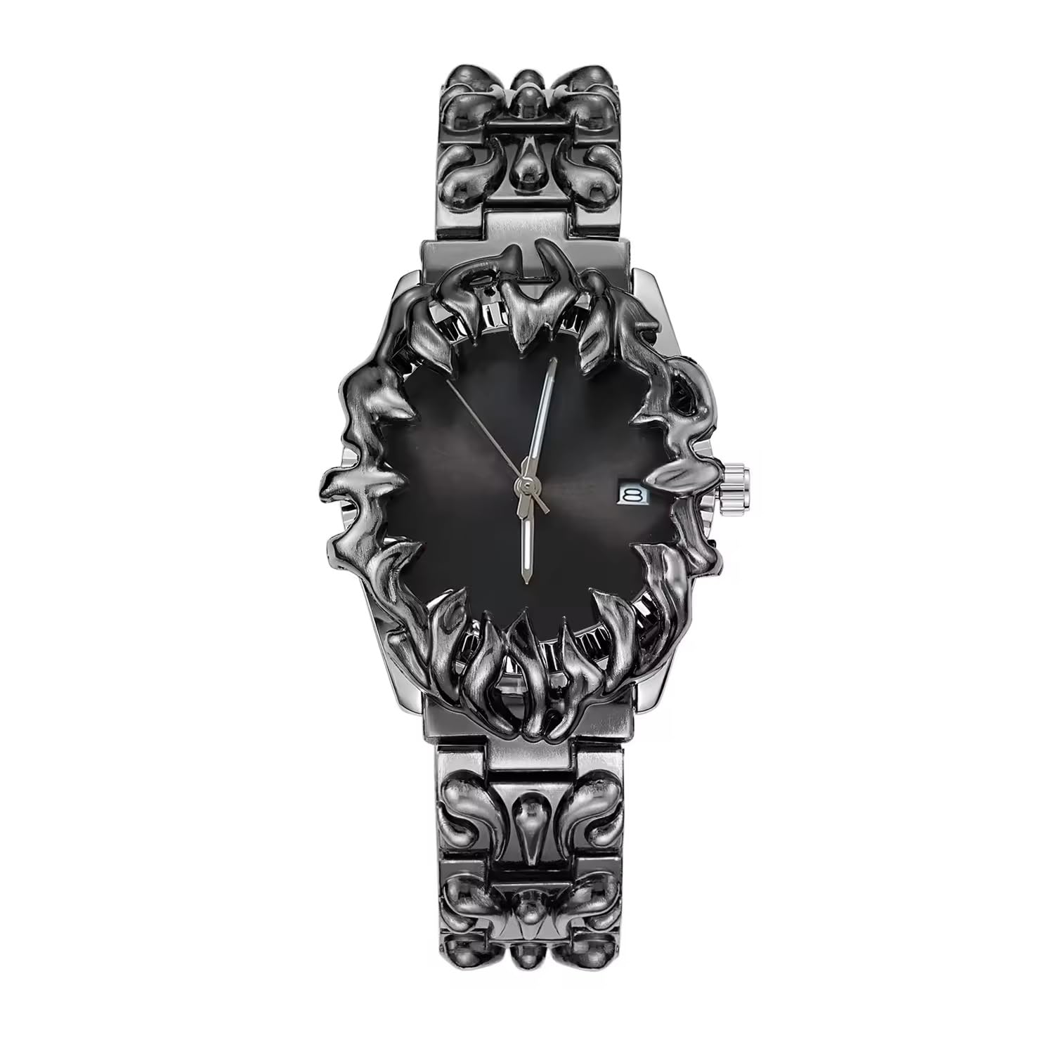 Gothic Watch for Men – Crimson Eclipse, Sunburst Dial Stainless Steel Designer Wrist Watch, Stylish Fashion Watch-image-14