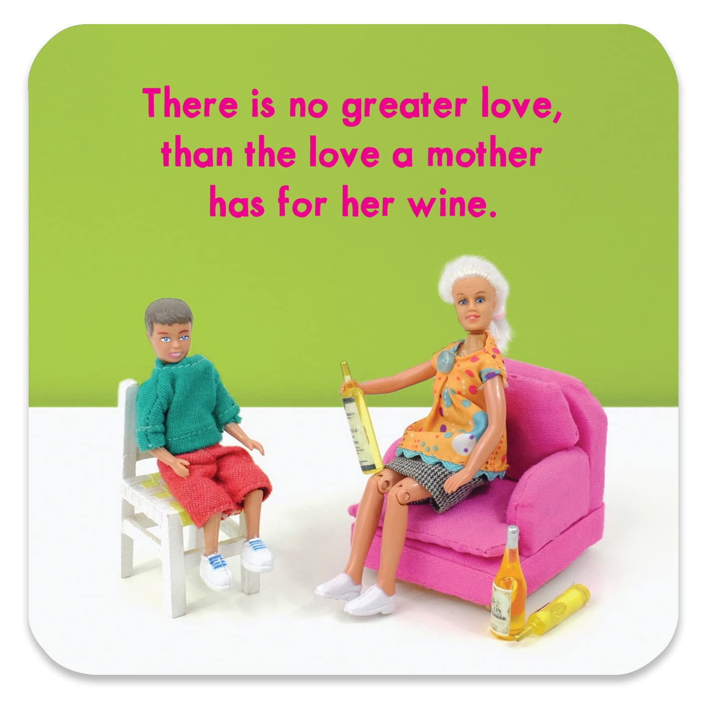 Brainbox Candy Women's Pink Bold & Bright - Funny 'No Greater Love' Coaster - Small Gift Ideas For Her Mum - Friends Birthday - Colleague Work Office - New Home Gift - Presents For - Sold By