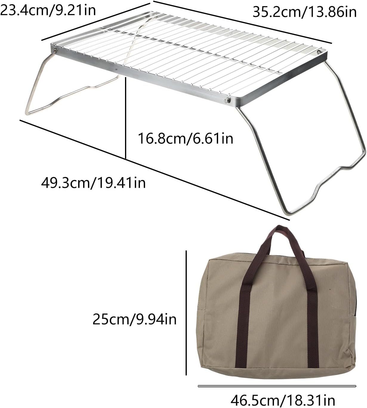 Outdoor Camping Grate Practical Stainless Steels With Legs And Carry Bag Outdoor Grilling Cooking Folding Cookware Base