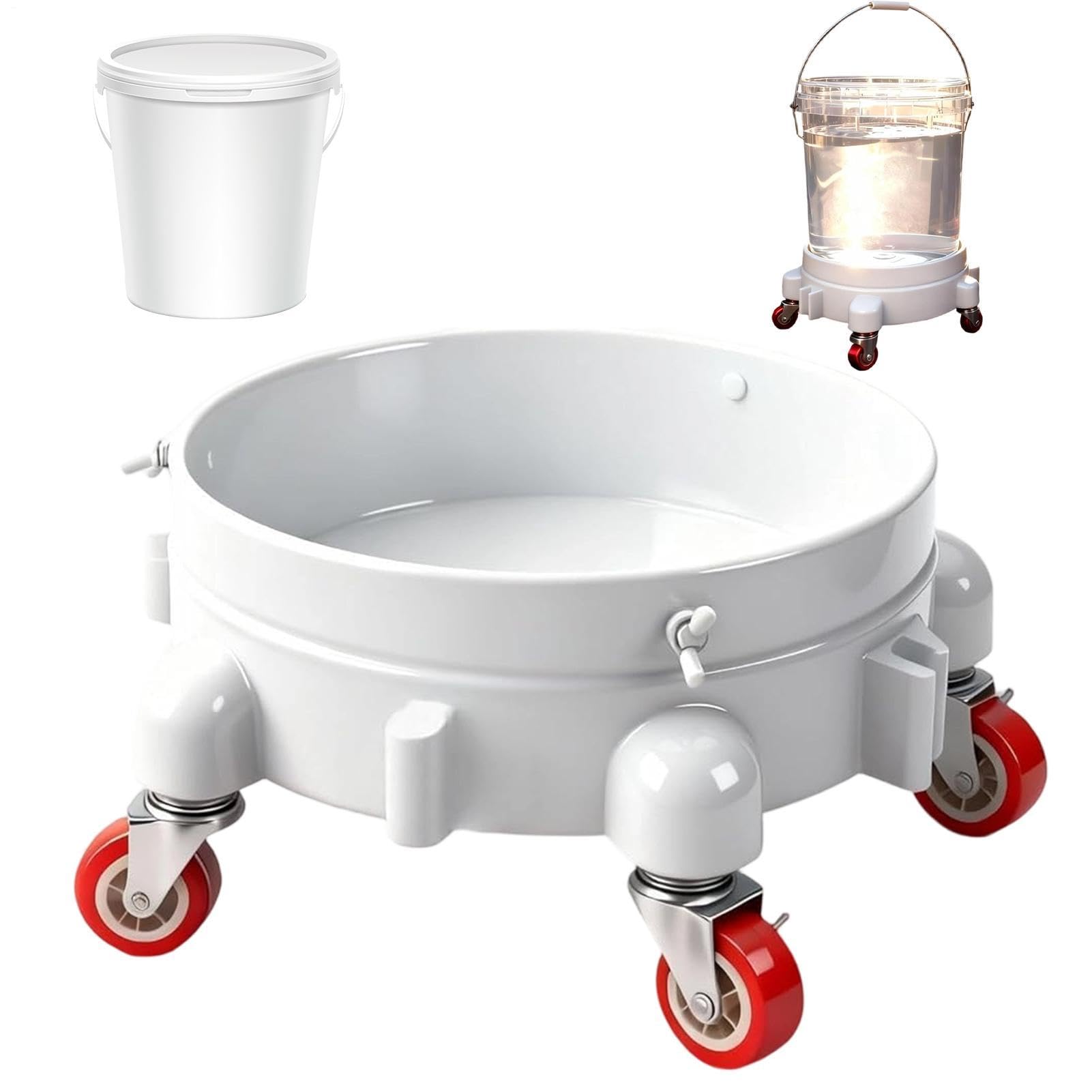Wózek na wiadro, wózek obrotowy 360 stopni, podstawa na kółkach 28 cm, na wiadro 18,9 l, do domu, wnętrz, akademika, mieszkania, kuchni, pracy, szkoły, mycia samochodów, ogrodu, garażu