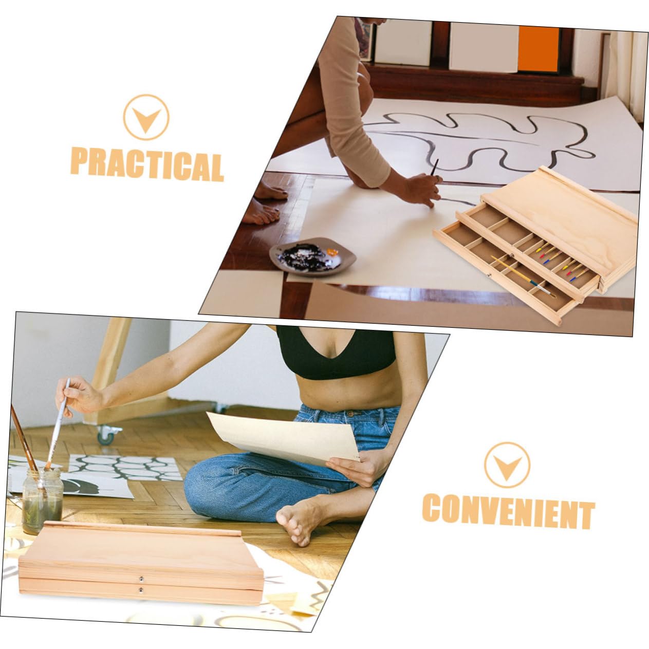 Artibetter Boîte De Rangement pour Art avec Organisateur De Marqueurs pour Dessin Boîte Artiste pour Outils pour Étudiants Et Artistes