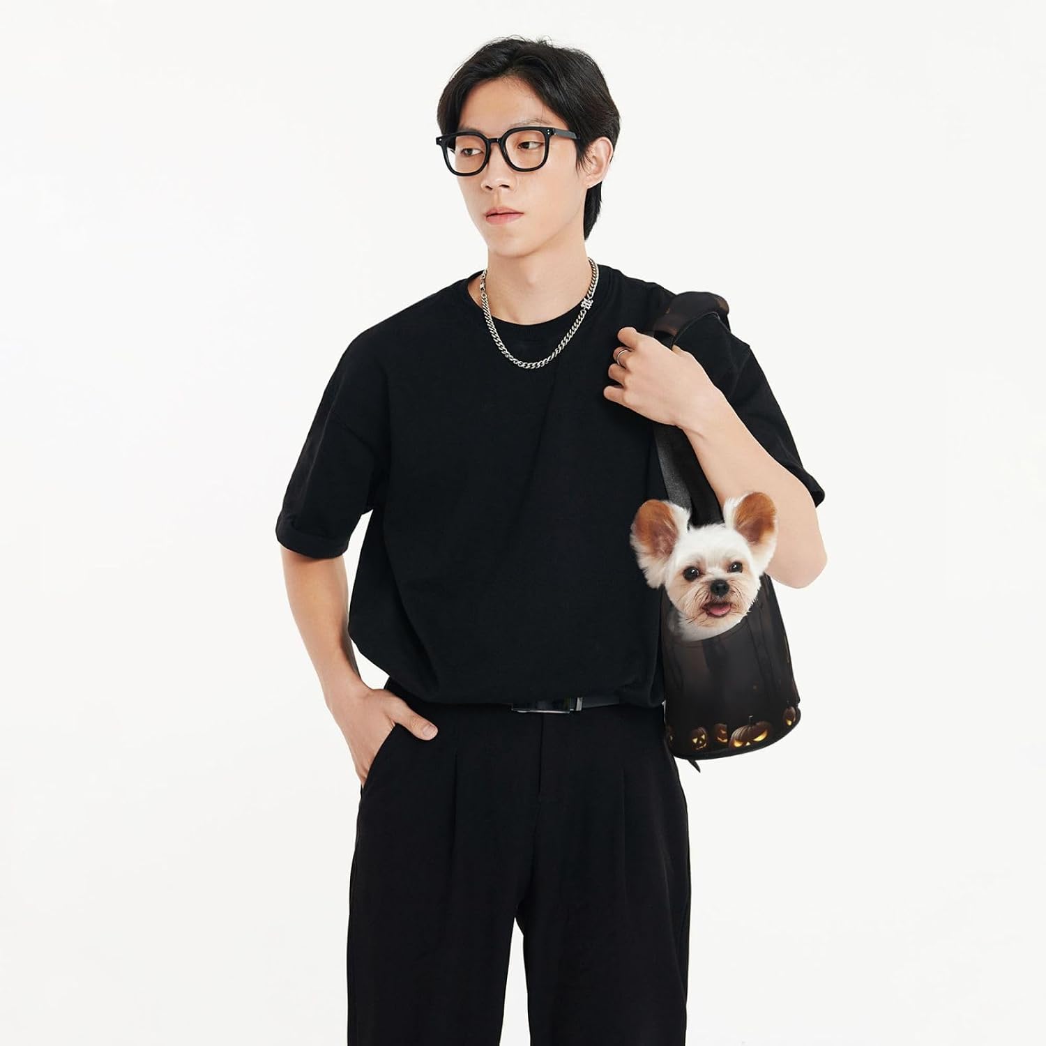 Halloween Goth 1 Print Portable Foldable Shoulder Bag for Travel,with Collar Hook and Handle Pad,Cute Stylish Design