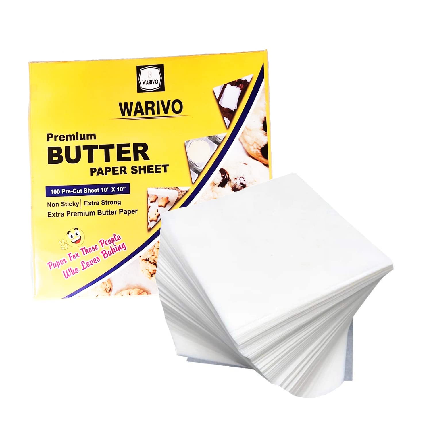Butter Paper Sheet, for Kitchen, Sandwich, Burger, Pizza, Cooking Suit for Food, Baking Cookie (Size: 10x10 inch) - Pack of 100 Sheets
