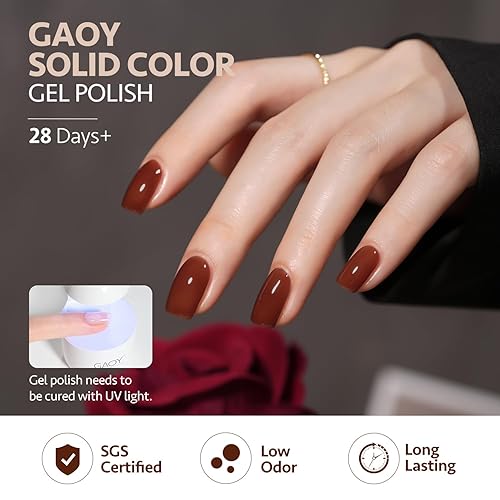 Miniatura 5 de GAOY Hot Fudge Jelly - Esmalte de uñas de gel de 6 colores transparentes de color nude marrón naranja calabaza, kit de esmalte de gel transparente