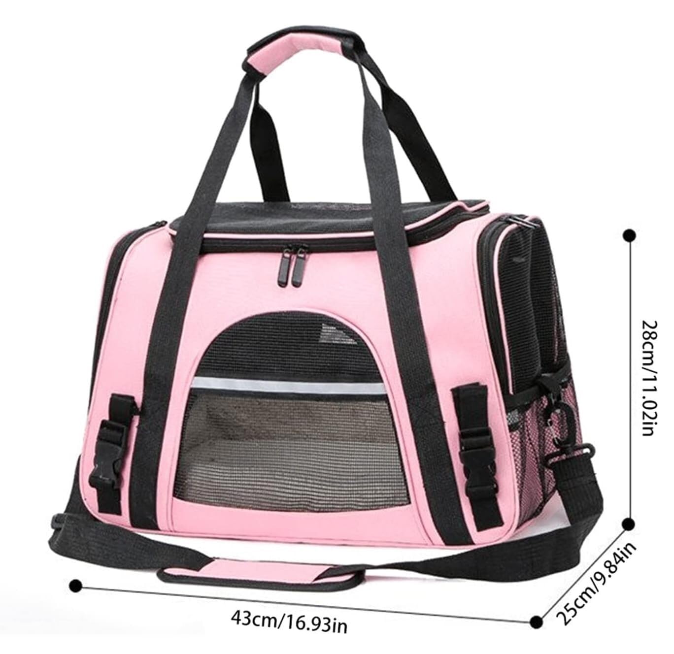 Rucksack Weiche Haustierträger, Tragbare Tasche, Katzenträger, Hundetaschen, Ausgehende Reisen, Haustiere, Handtasche Mit Reißverschlüssen Haustier(Pink)