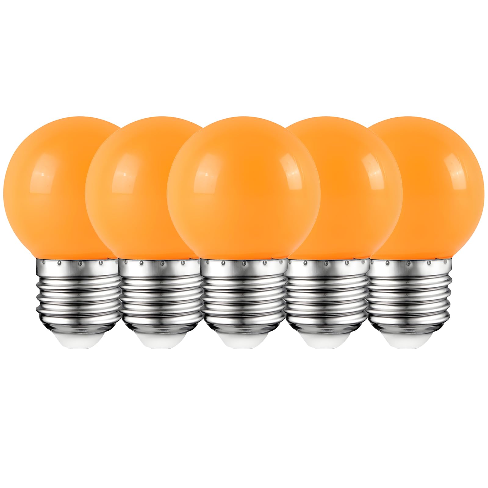 HUAMu E27 Colored LED Bulbs 2W, Orange G45 Round LED Bulb, for Wedding Bedroom Bar Christmas Holiday Party Decoration, 5 Pack — image 1