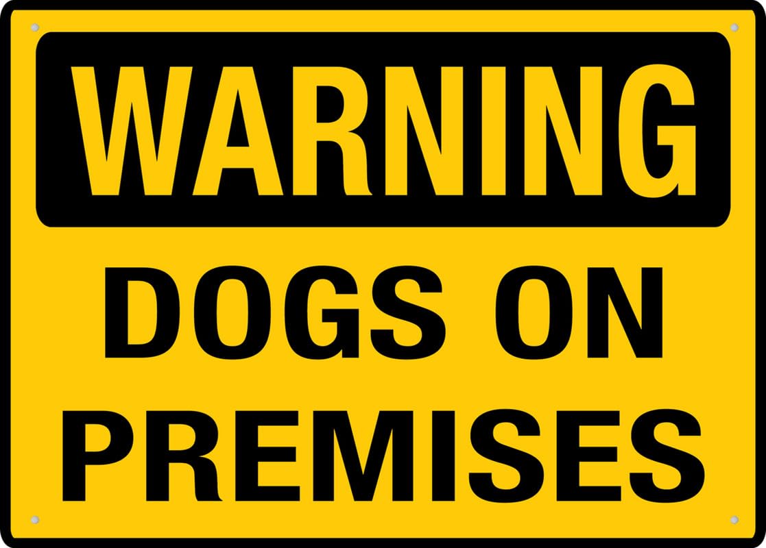 Warning Dogs On Premises Aluminum Metal Sign 12"x8" Premium Aluminum Sun-Proof Rust-Free For Home/Yard Use
