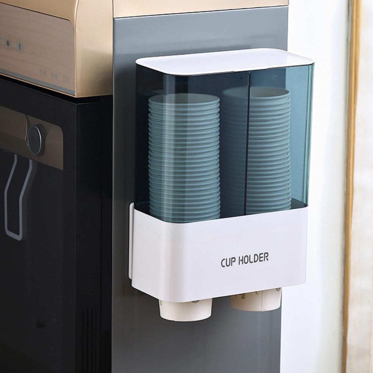 Dispenser Automatico per Bicchieri Bianco in Grande capacità e Design a Doppia Serie, Facile da Prendere e Fissaggio a Muro Senza Tracce per Decorazione Casa