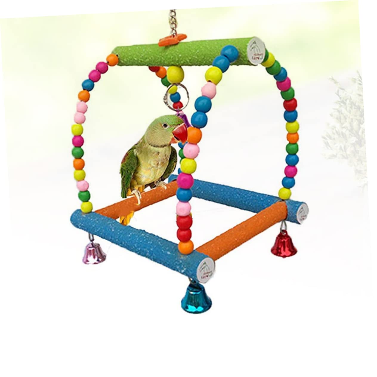 YARNOW Juguete Columpio para Loros de Madera Escalera Creativa para Equilibrio y Aventura, Adecuado para Pájaros Pequeños y Periquitos en Desarrollo y Entretenimiento Color Aleatorio
