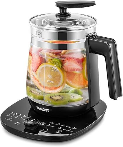 Miniatura 8 de ICOOKPOT - Tetera eléctrica con control de temperatura automático de cristal tetera programable tetera de acero inoxidable de 67 onzas líquidas