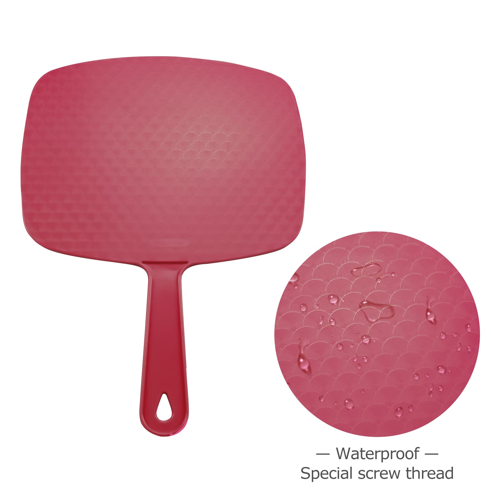 DVHOK 2Pcs Handheld Mirror, Portable Hand Mirror with Hanging Hole in Handle, Red 26.4L x 18.8W cm, 2 Pcs - 26.4L x 18.8W cm - Image 3