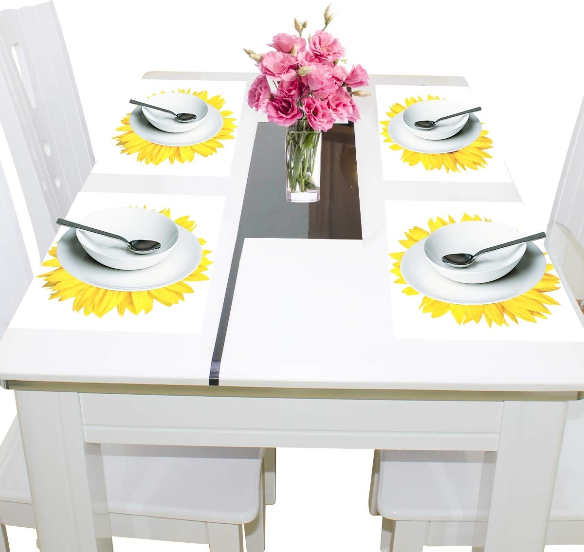 visesunny Manteles individuales para decoración de escritorio, juego de 6 manteles individuales antideslizantes y resistentes al calor para comedor, hogar, cocina, interior, 12 x 18 pulgadas