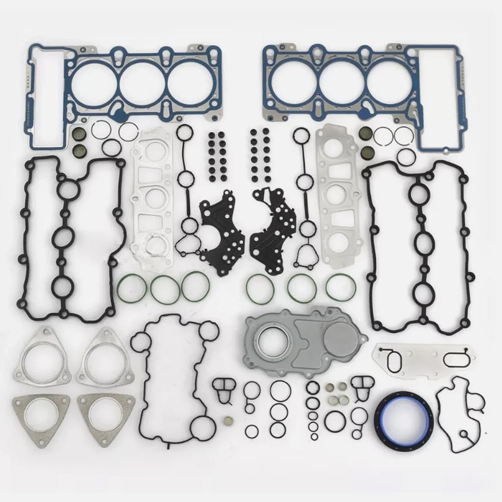 FSFYUK 1 Set Kit guarnizioni testata cilindro in metallo e gomma 06E103148AG per 3.0 TFSI Gas V6 Sovralimentato