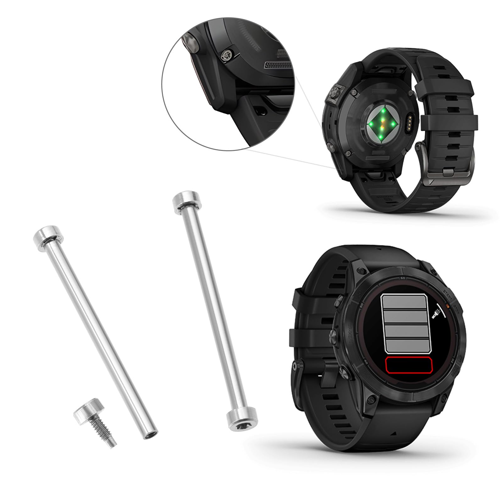 LT Easiyl 1Set Watch Band Lug Link Pins Repair Kit with 2x Metal Screw Rods 2x Screwdrivers Compatible with Garmin Fenix 7/7pro/6/6pro/5/5 Plus - Image 2