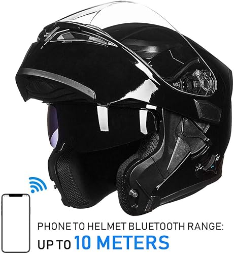 Miniatura 4 de ILM 902BT - Casco de motocicleta con Bluetooth, modular, abatible, de cara completa, doble visera, MP3, intercomunicador, radio FM, aprobado por el