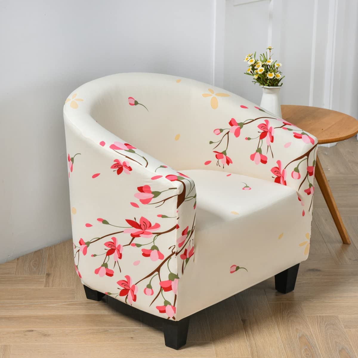 Youyoucool Stretch Tub Chair Cover,Jacquard Club Chair Covers, Armchair Slipcovers, Non-Slip Barrel Chair Cover For Dining Living Room Office Reception Chair（1 Piece Byi-19）