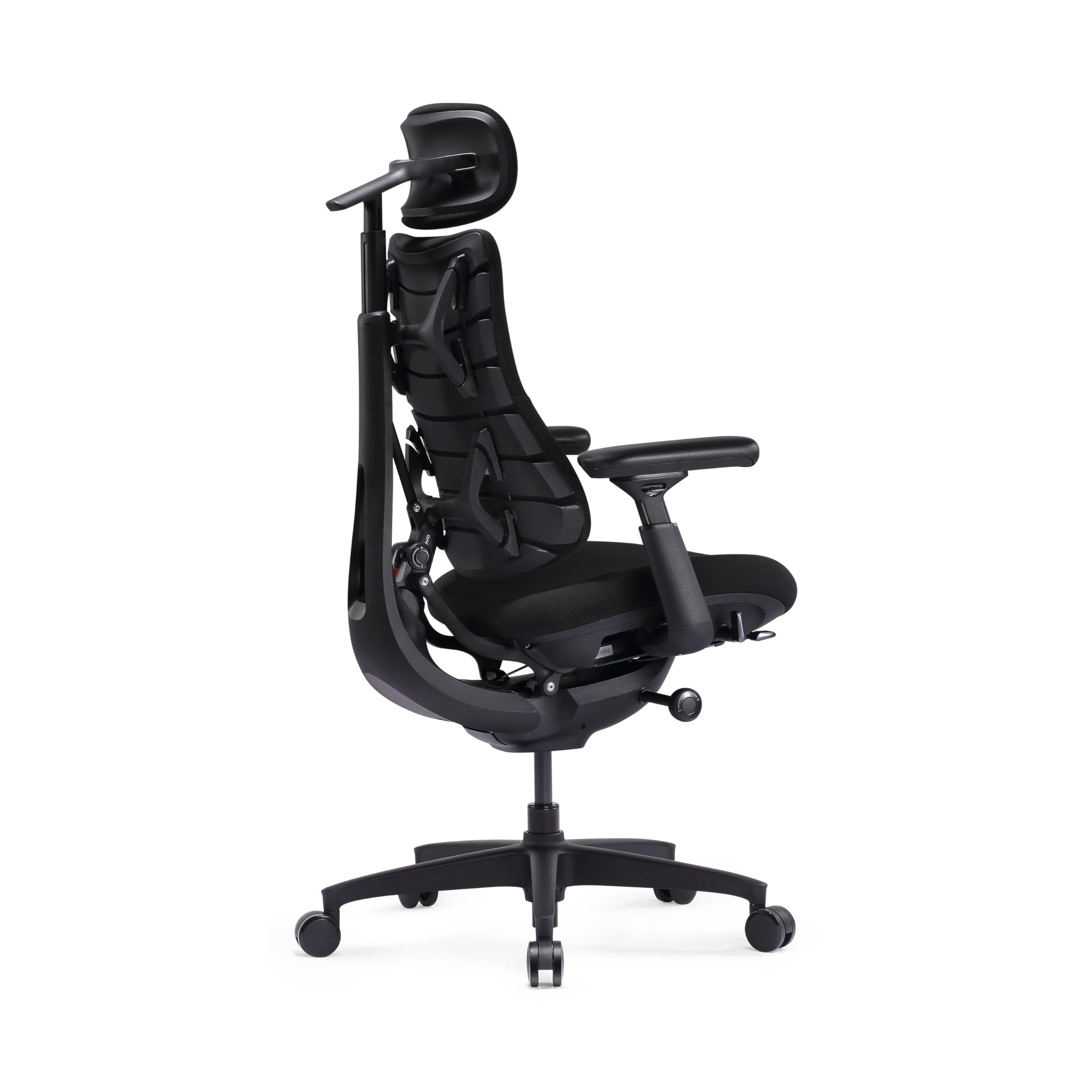 LiberNovo SE Ergonomischer Bürostuhl, Schreibtischstuhl mit manueller Lendenwirbelstütze, 5 Neigungspositionen, Computerstuhl für langes Sitzen, für Homeoffice, Büro und Gaming, Obsidian 48cm