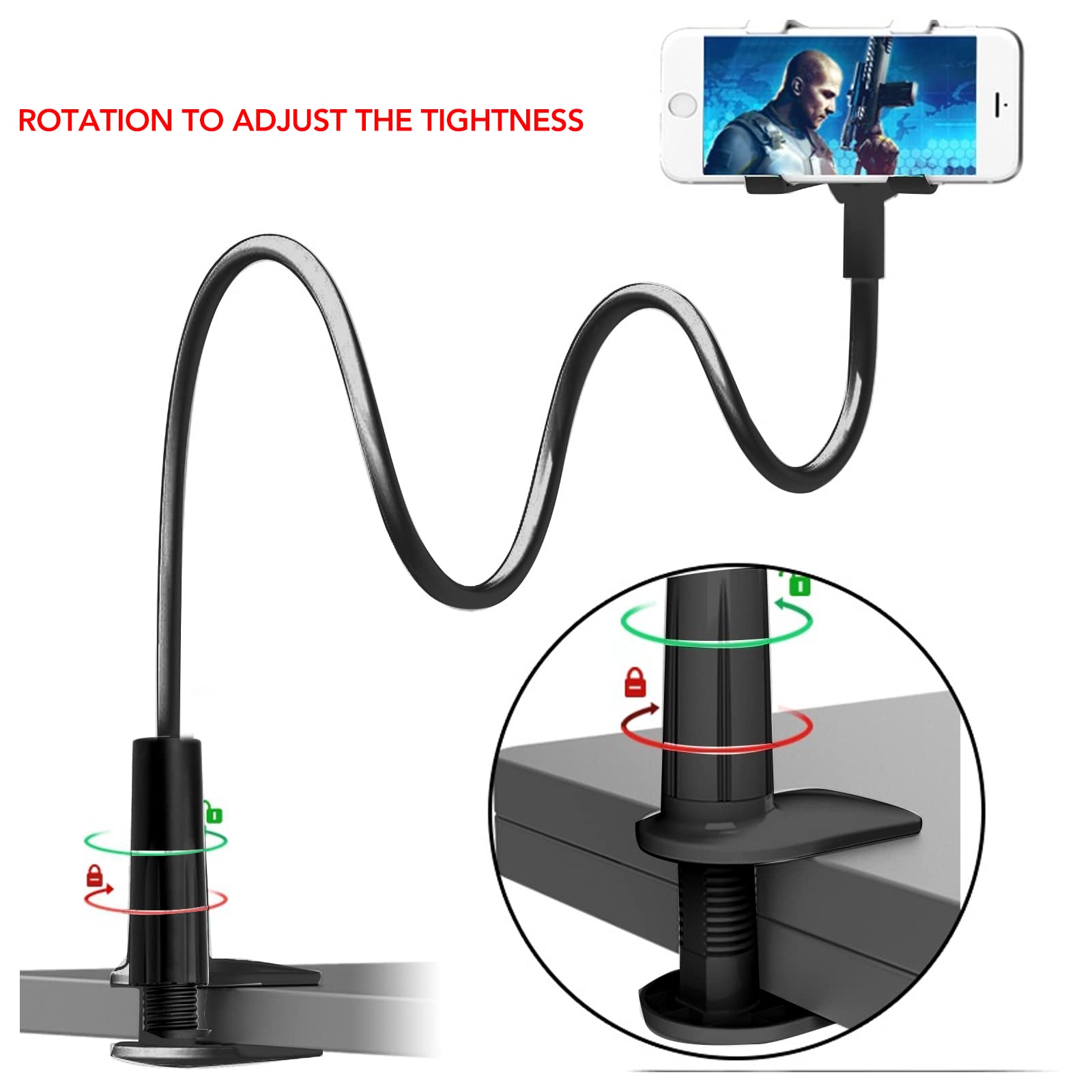 Support Téléphone Portable Col De Cygne 75cm - Bras Flexible 360° Pour Smartphone Et Tablette