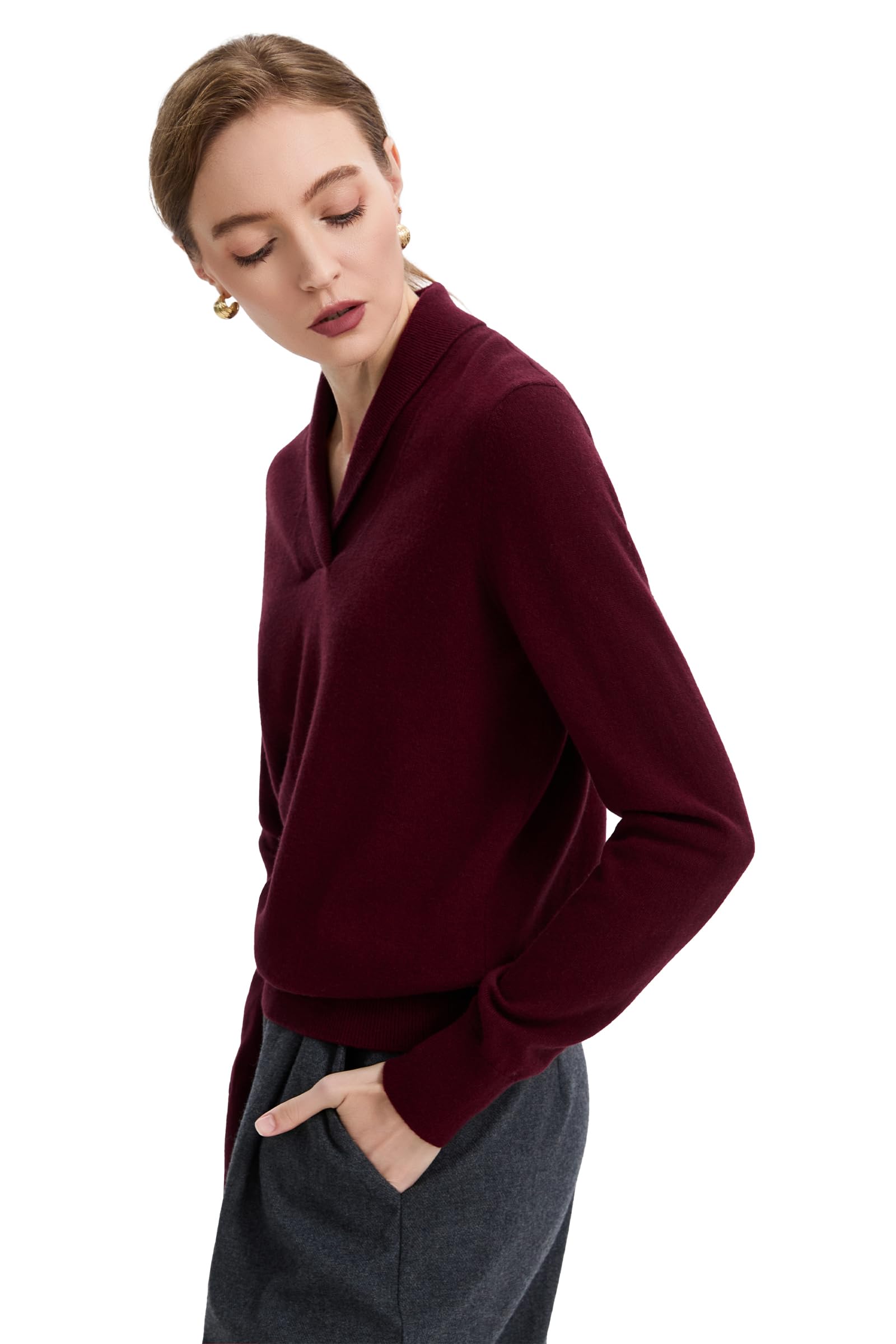 Maglione Donna Lana Merino Collo a Revers