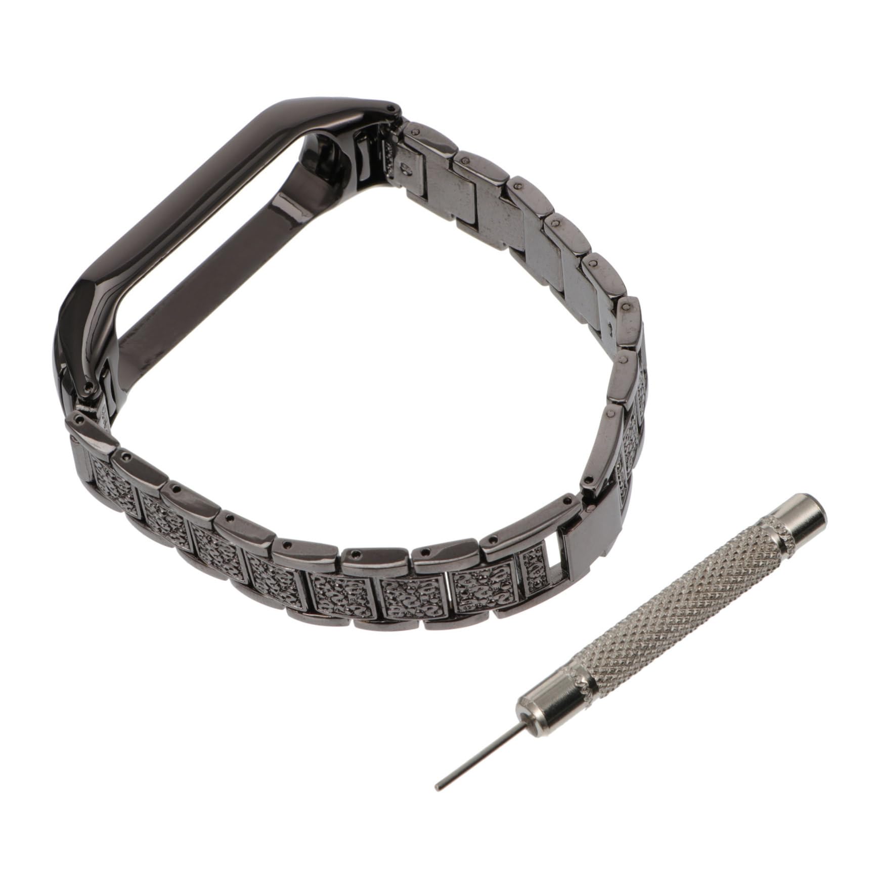 Mikikit Metal Watchband for 5 Watch Fashionable Bracelet Watchband Comfortable Fit Black Vintage Design