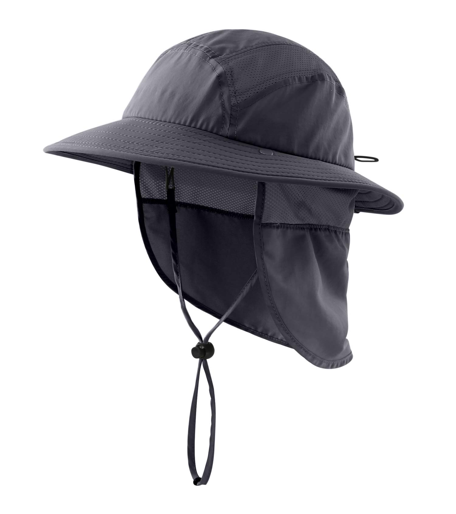 Decentron UPF 50+ Boys Sun Hat with Neck Flap Summer Beach Hat Kids Safari Hat (Drak Grey)