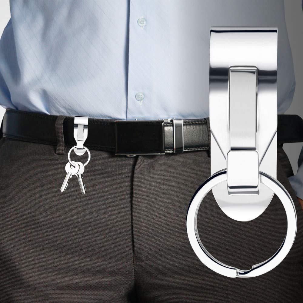 Portachiavi a Catena Retrattile a Scomparsa 60cm Clip da Cintura Portacarte in Metallo per Carta dIdentità e Badge da Lavoro con Chiave