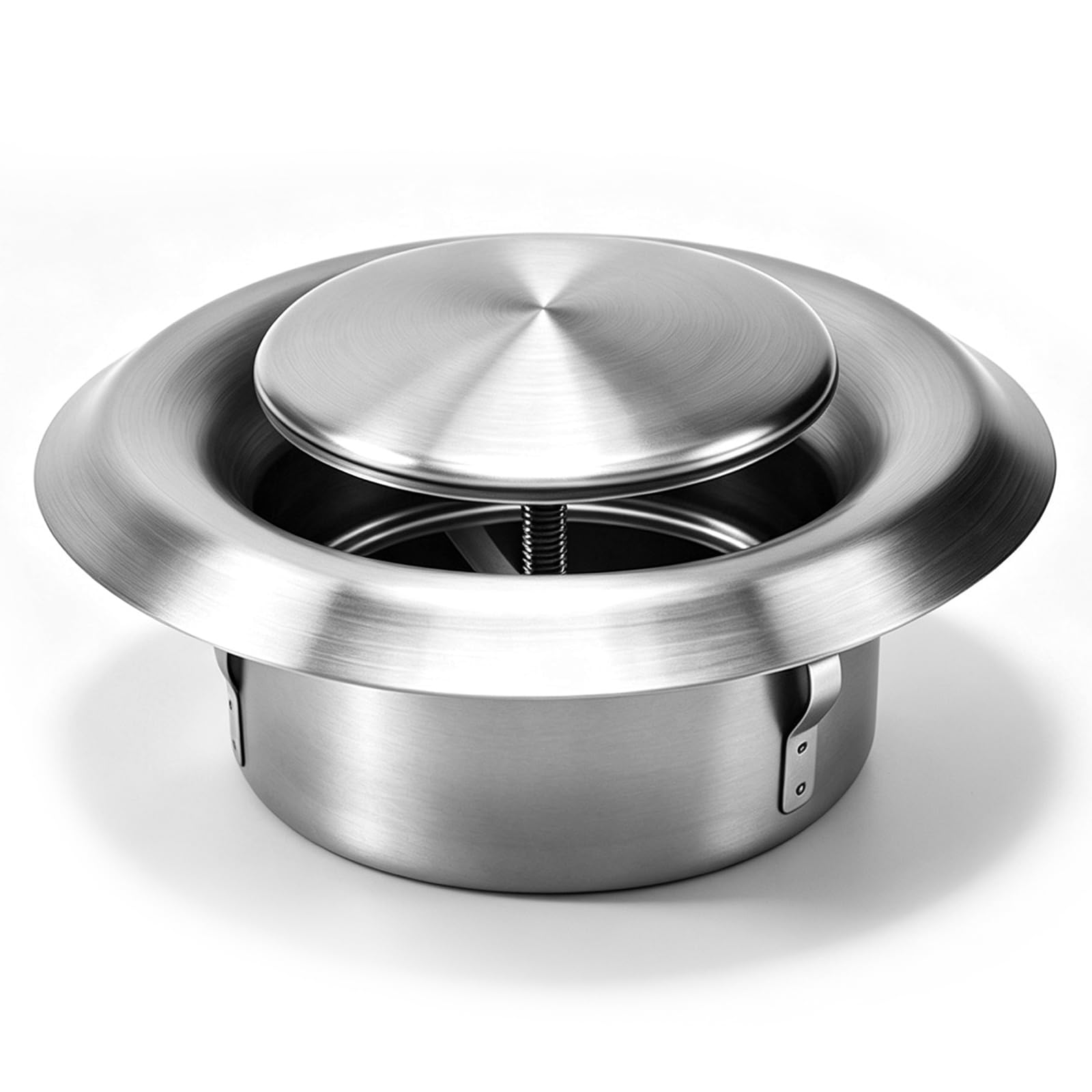 MospdyGear 100mm Air Vent Cover Polished 304 Stainless Steel, 4 inch Adjustable Round Ventilation Grille, Extractor Outlet Flange for Bathroom Kitchen Office Wall Mount HVAC Ducting