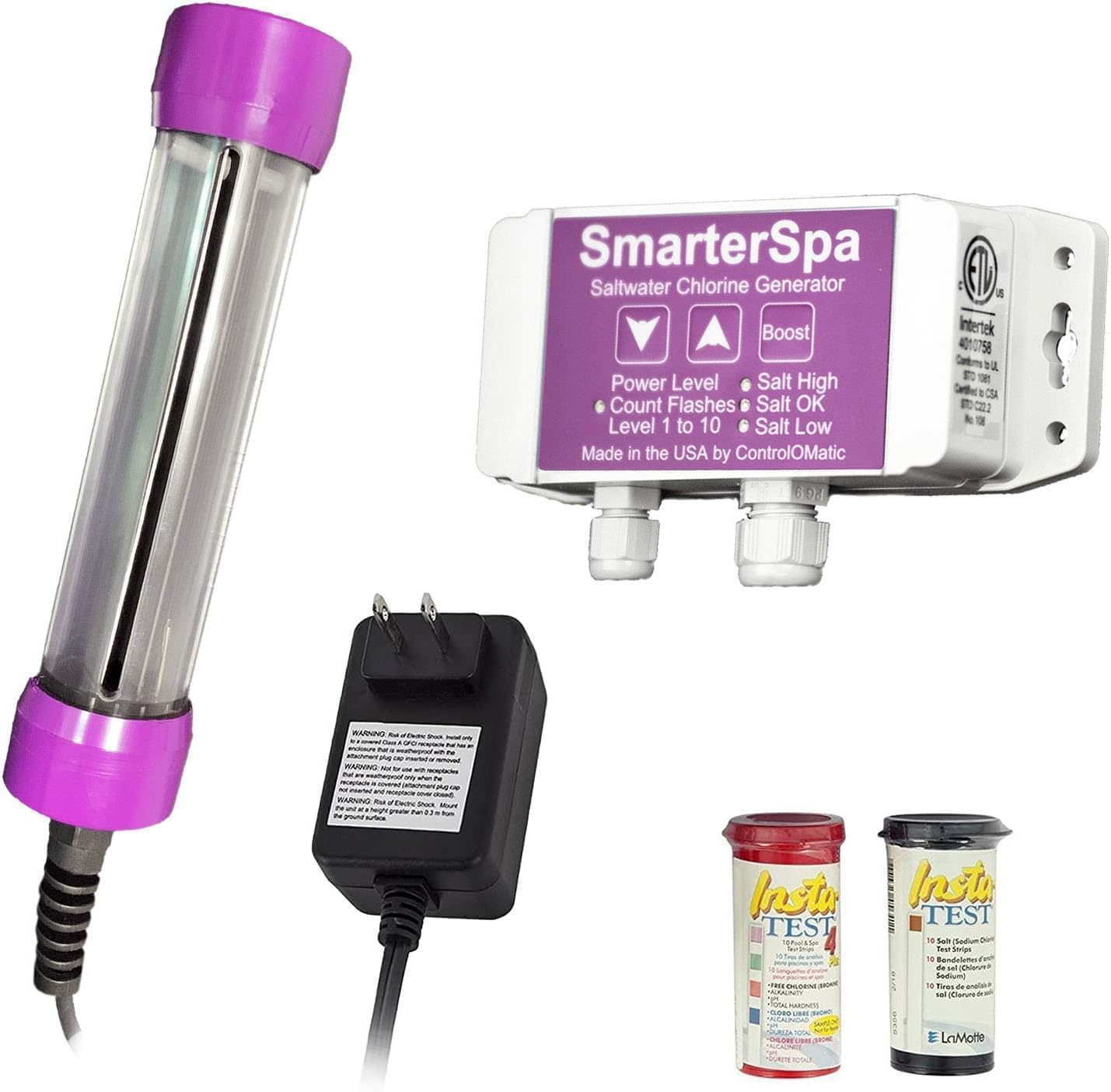 ControlOMatic SmarterSpa Chlorine Generator with Auto Chlorine Monitoring, Automatically Activates When Needed, for Spas and Hot Tubs Up to 2,000 Gallons, Converts Any Spa to Saltwater System