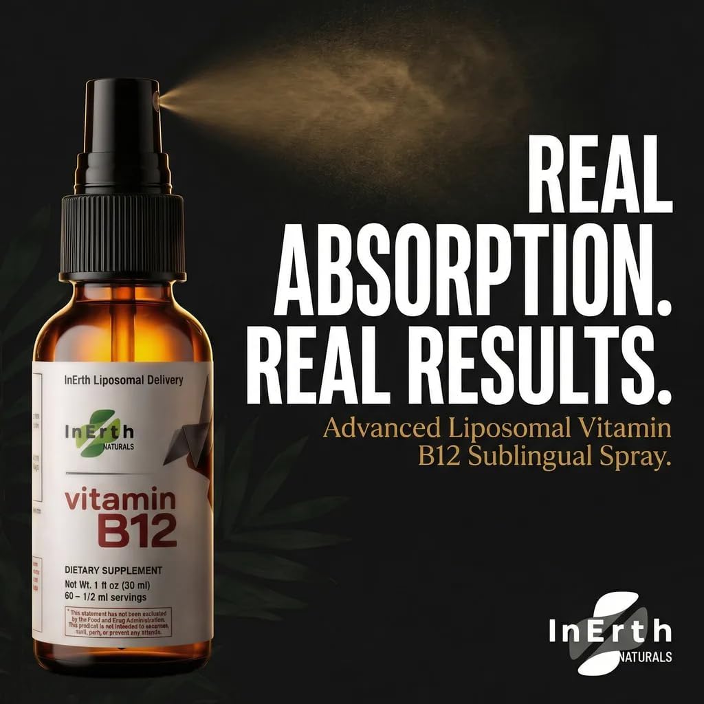 Liposomal Vitamin B12 Sublingual Spray 1000 mcg Methylcobalamin | Fast Absorbing Energy Support | Plant Based Non GMO Vegan | 60 Day Supply