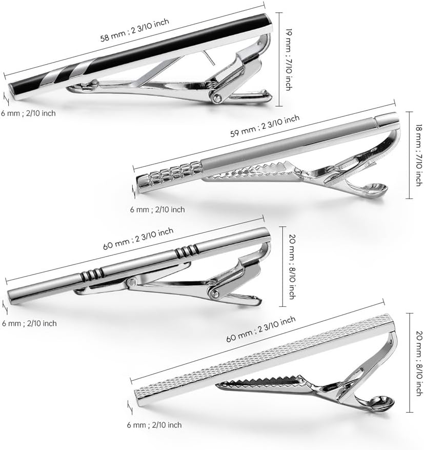 JSEIAJB メンズ クラシック ビジネス ネクタイ クリップ セット クリエイティブ シルバー ファッション ネクタイ クリップ