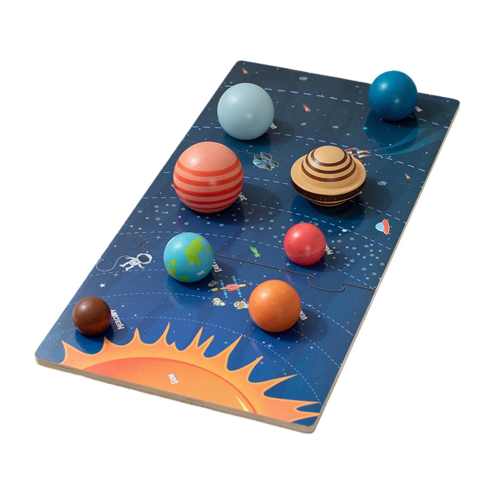 Puzzle Solare In Legno Giocattolo Educativo sui Pianeti per Bambini | Tavola Puzzle Pianeti in Legno per bambini e bambine, casa, scrivania, pavimento, , asilo, viaggio