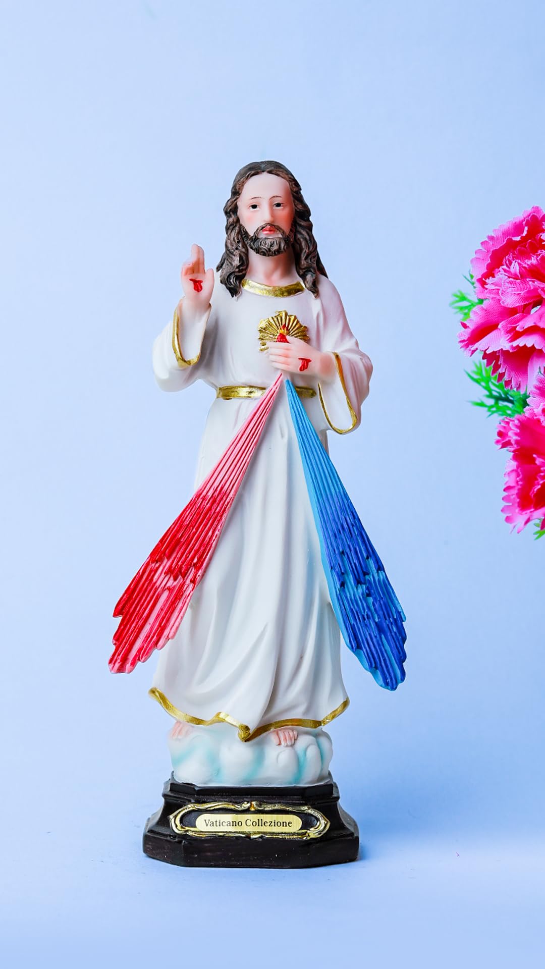 Breeze Handicrafts Christian Gifts Imported Poly Resin Statue Divine Mercy Statue for Home Christian Decor Showpiece Jesus Statues for Home Altar 8 inches White Color [1] PRST 44