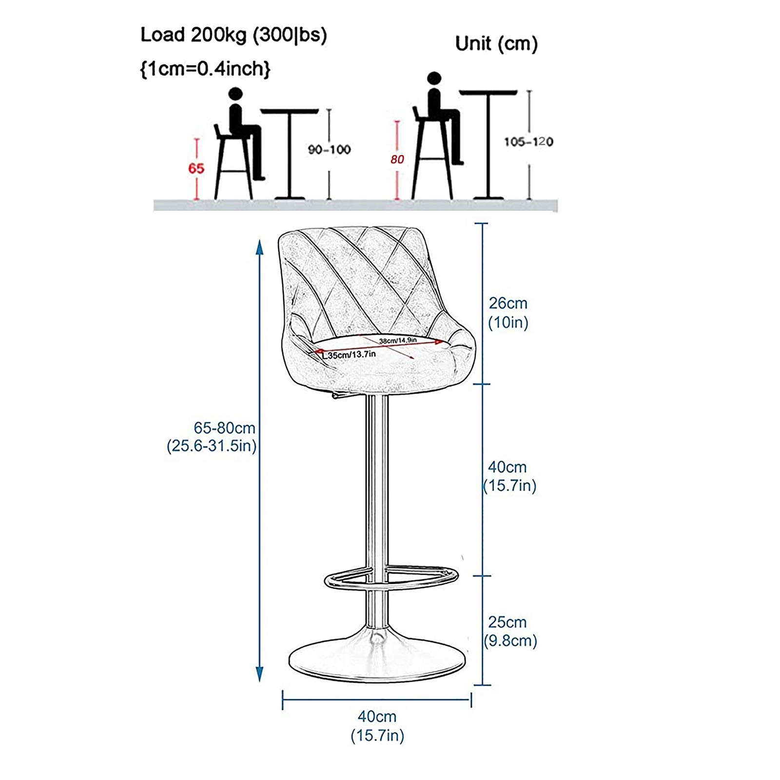 Amazon｜モダンアメリカンバースツールカウンターチェア2脚セット200kg
