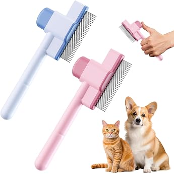 Pein Pack of 2 Cat Brush Flea Comb Dogs and Fur Flash Brush Cat