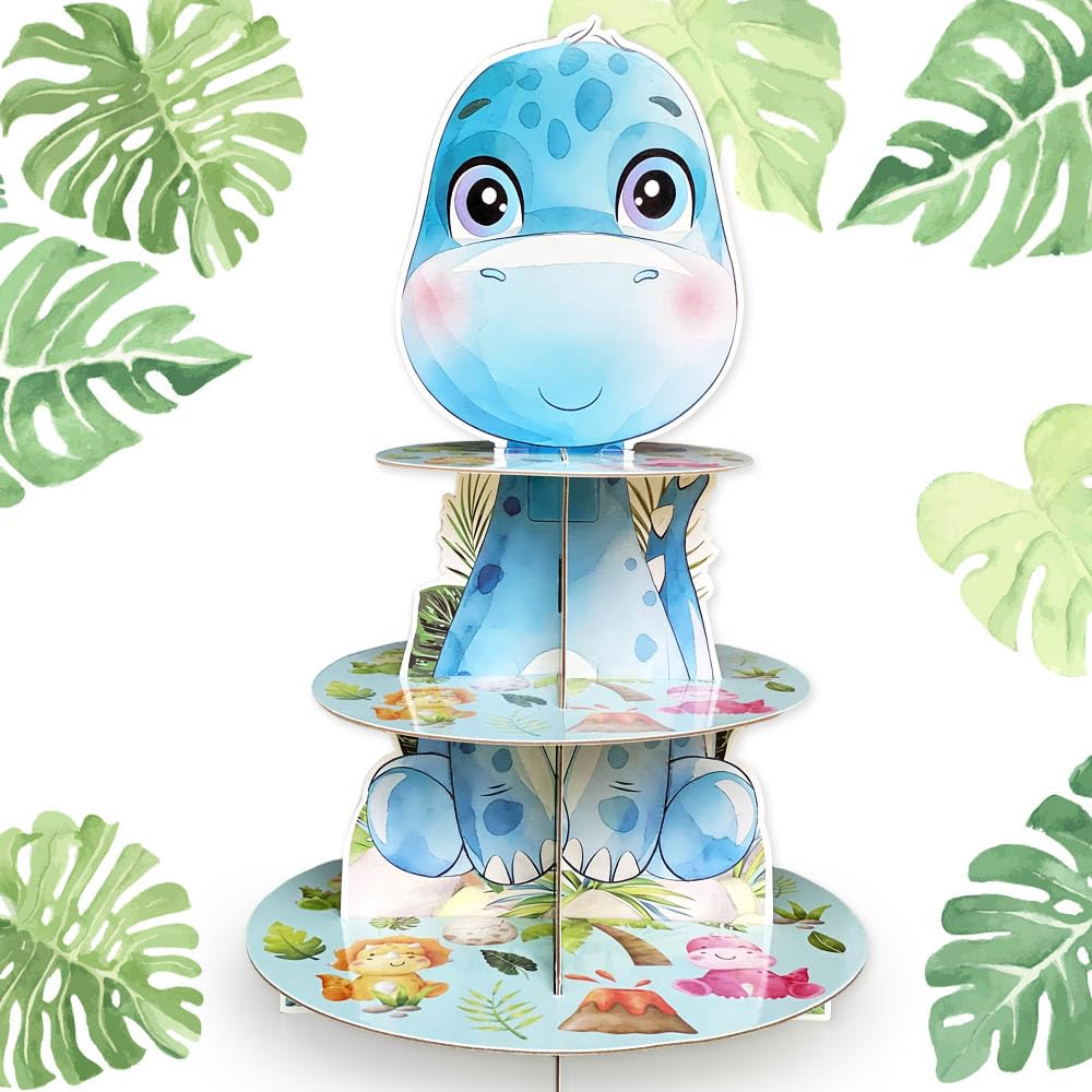 Présentoir à cupcakes dinosaure pour une fête prénatale réussie