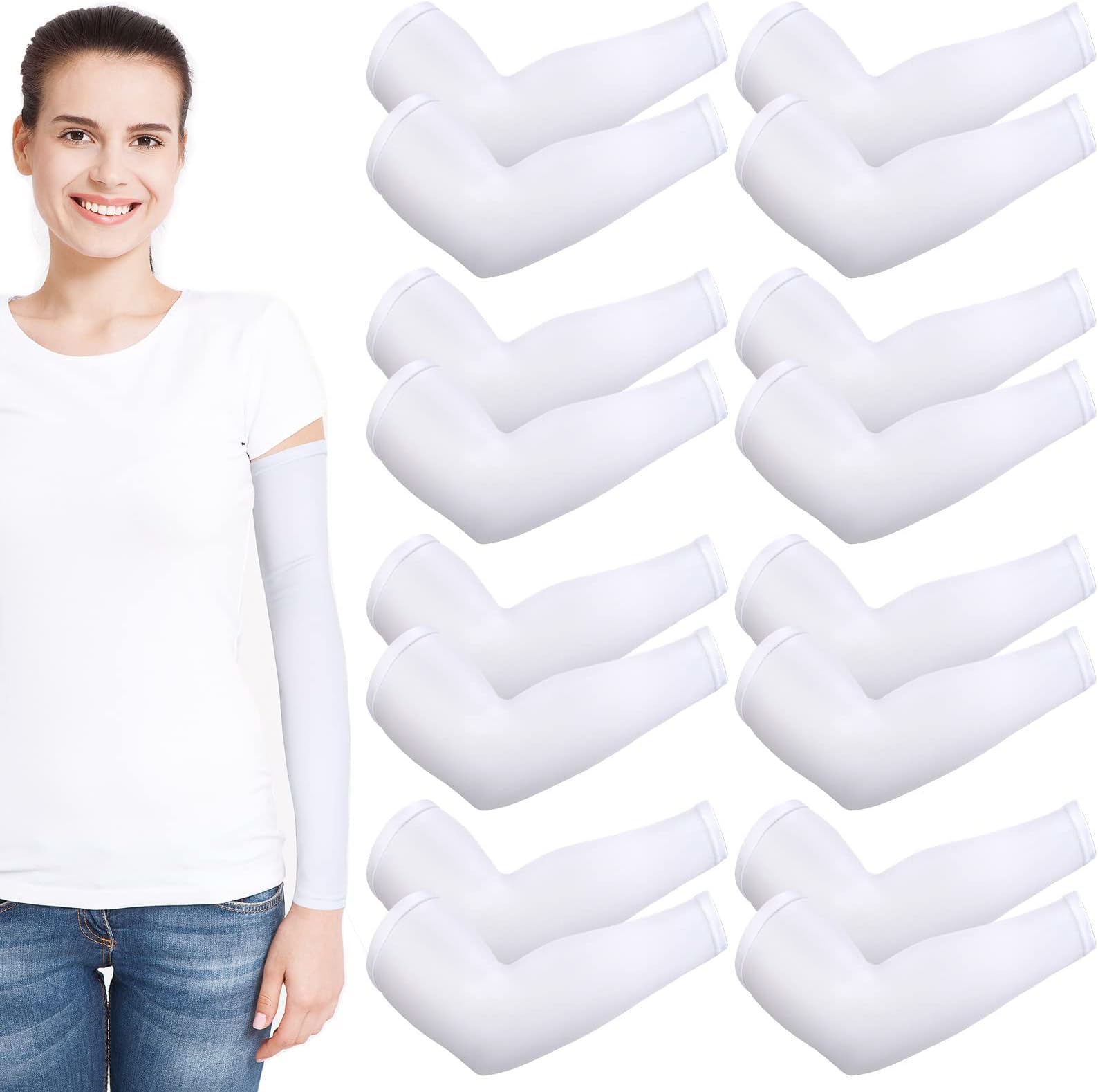 Eurzom 8 Pairs Eczema Sleeve for Adult Teens Eczema Psoriasis Unisex Arm Leg Sleeve for Women Men UV Protection Sleeves(Small)
