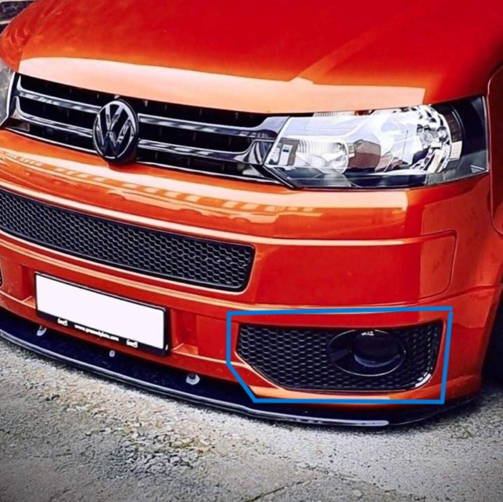 VAN-X Kompatybilny z VW T5 .1 Transporter Honeycomb Sportline przedni spojler osłony przeciwmgielne (czarny matowy)