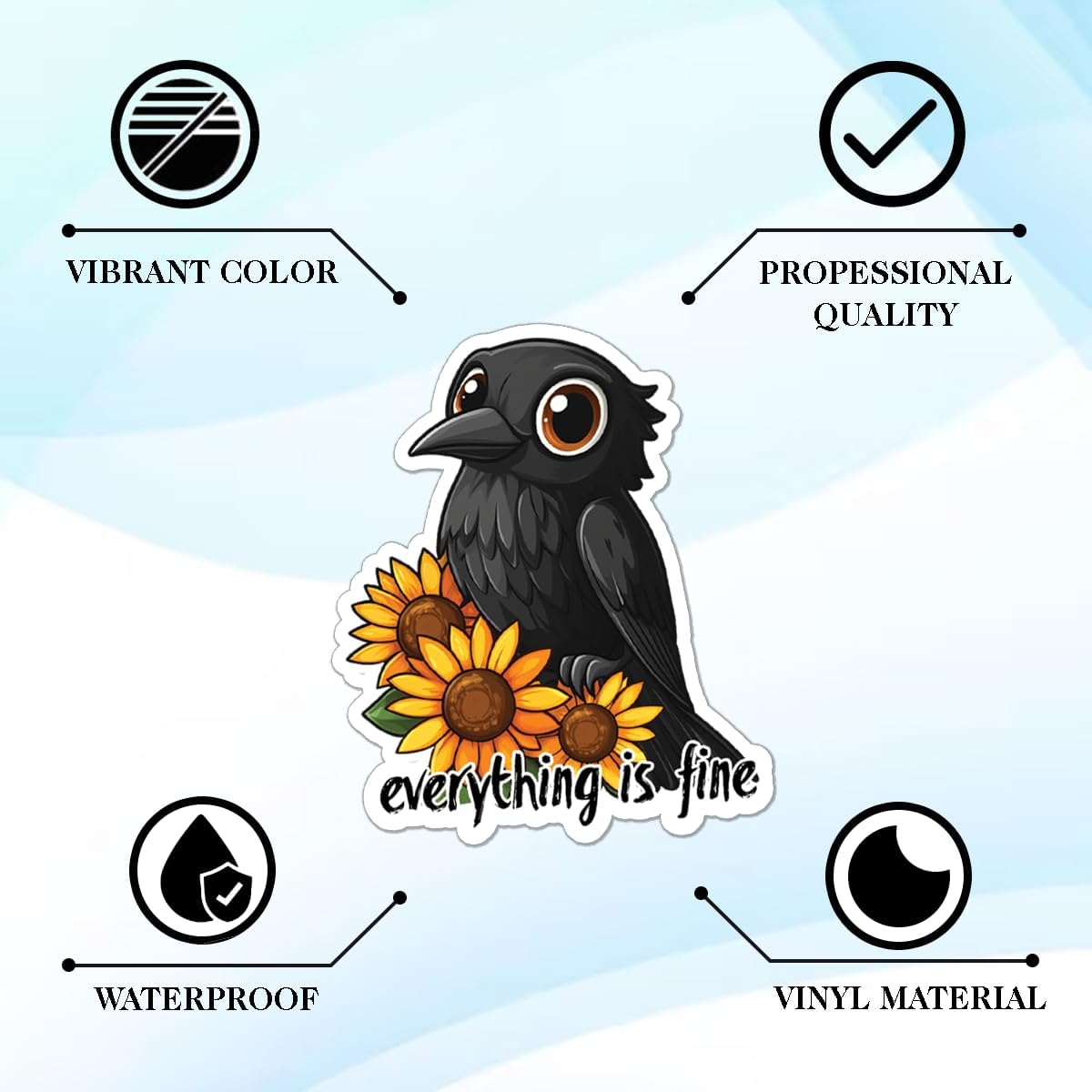 100pcs Crow Stickers - Cute Raven Stickers Waterproof Decals for Water Bottles Laptop Luggage Computer Scrapbooking Teens Adults Girls Funny Party Birthday Decorations image 5